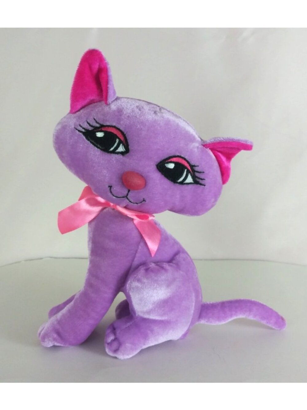 Dennis Folland Purple Cat With Pink Bow 8" Plush